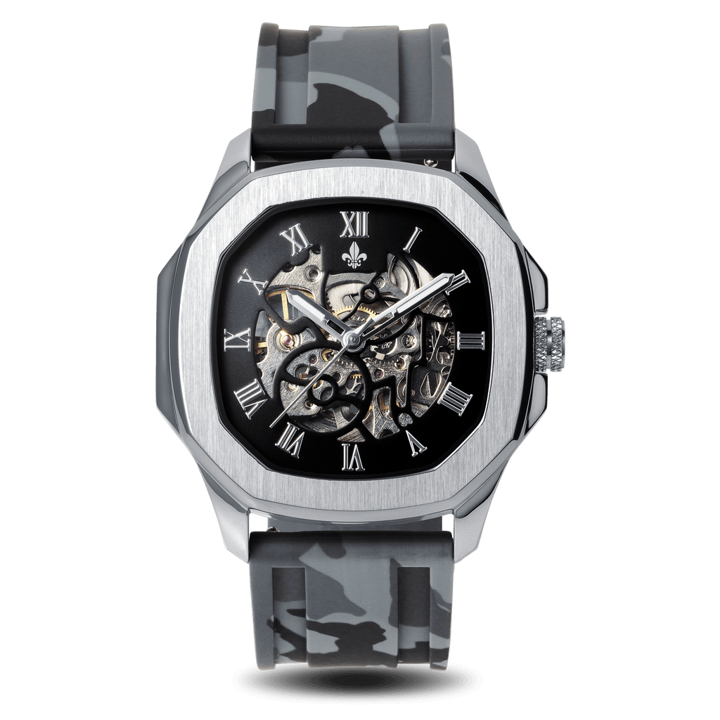 The Avalon Silver + Grey Camo Strap