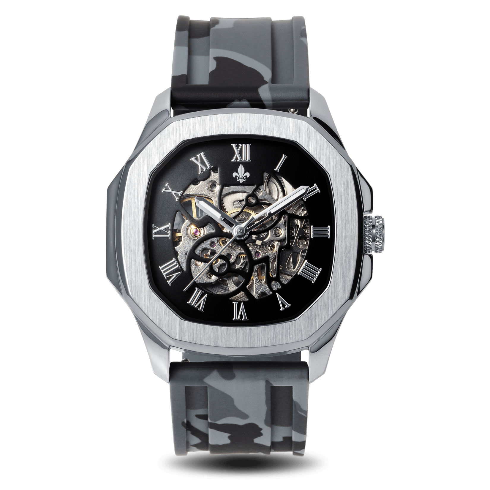 The Avalon Silver + Grey Camo Strap