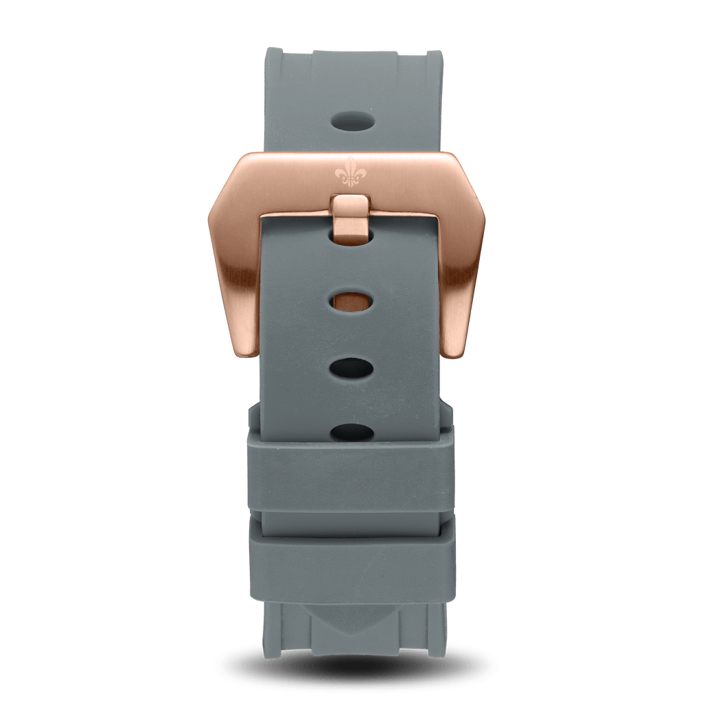 Grey Silicone Strap With Rose Gold Buckle