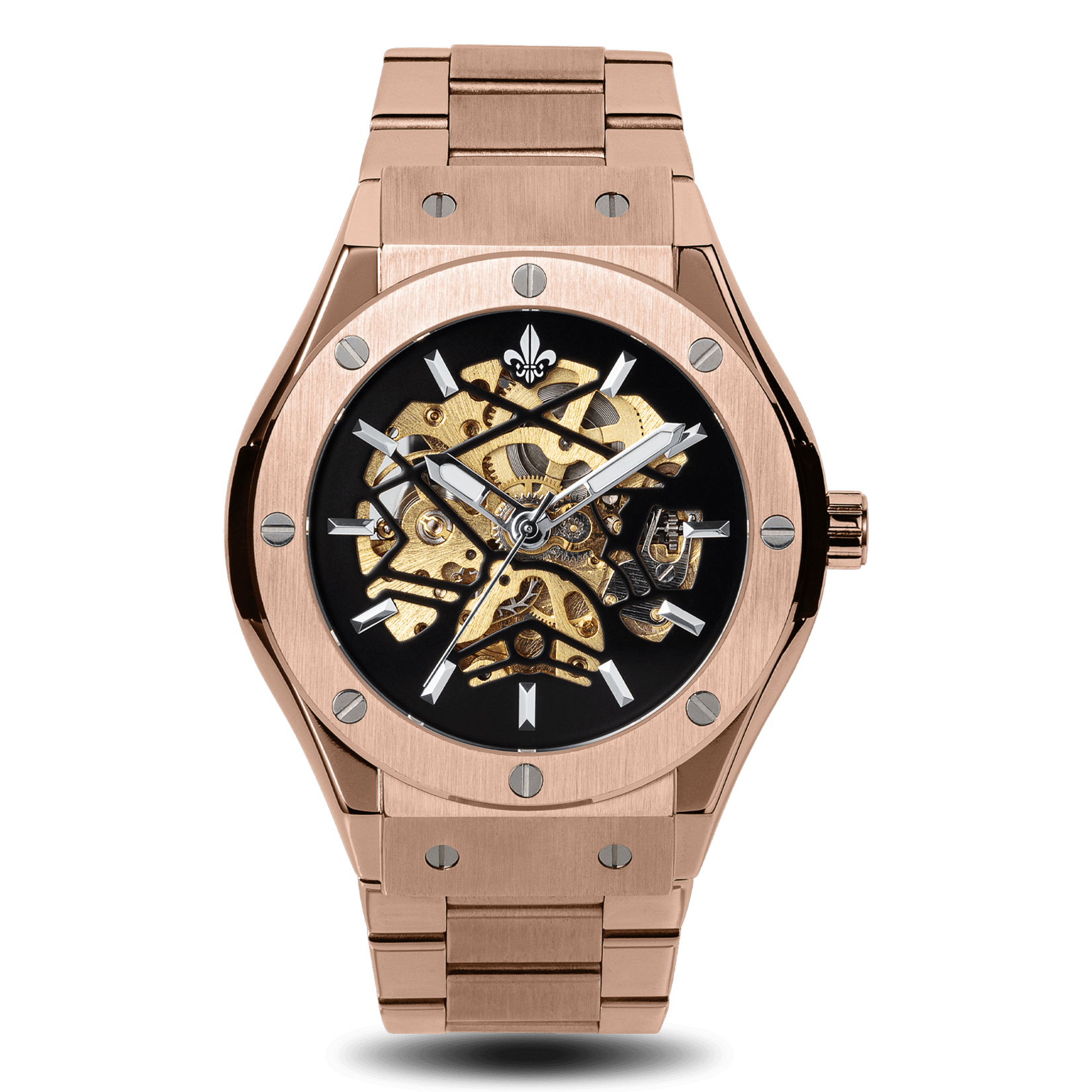 Prague Skeleton Automatic Deluxe - Rose Gold + Rose Gold Link Strap