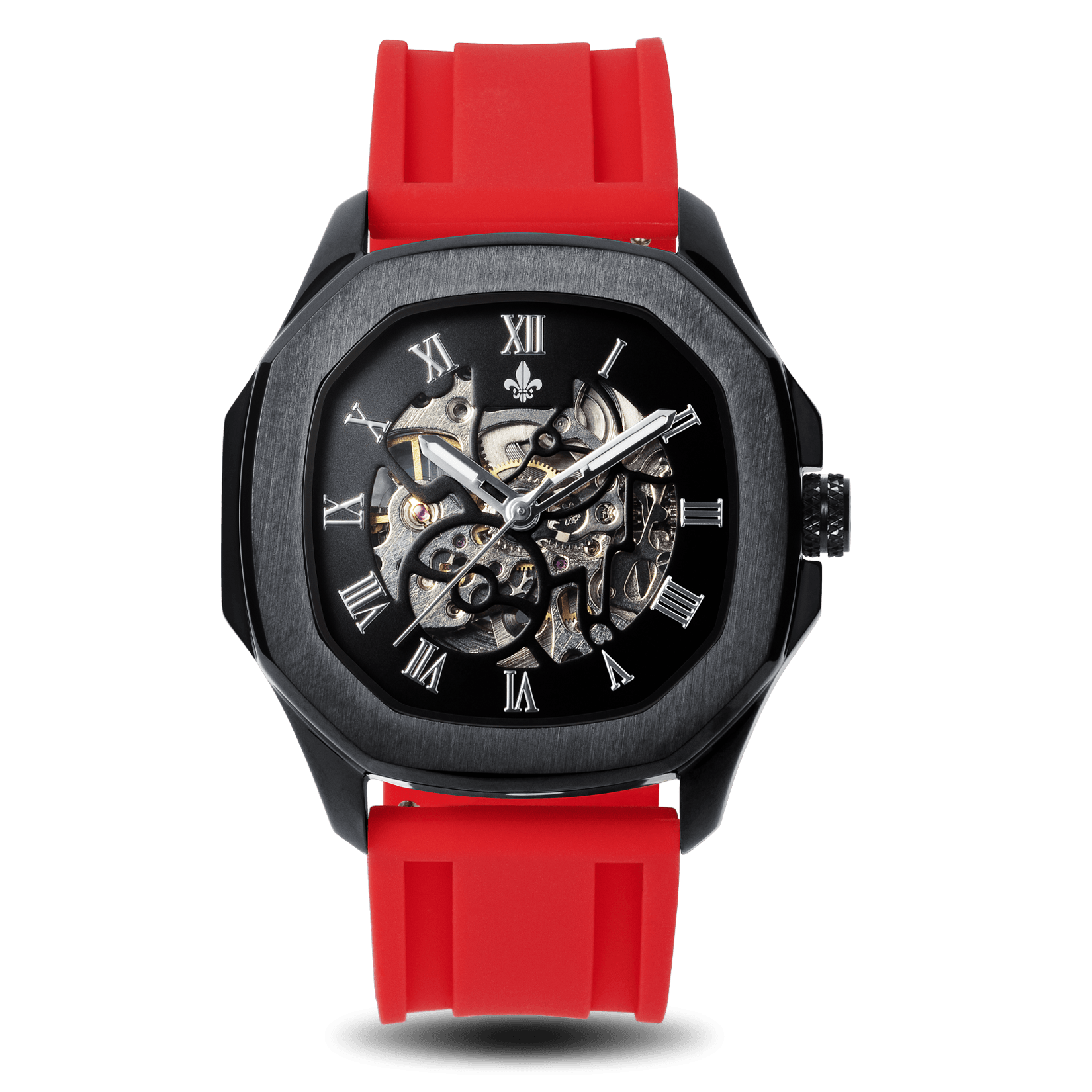 The Avalon Black + Red Silicone Strap