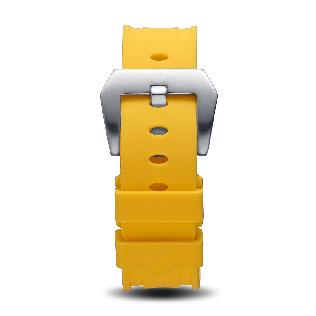 Yellow Silicone Strap With Silver Buckle